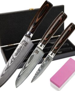 Damastmesser Set: Küche für Chef und Hobbykoch mit TÜV-geprüfter Qualität und Klingenschutz