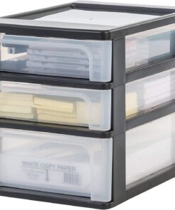 Iris Ohyama Schreibtisch-Organizer Schwarz mit Easy-Pull-System & BPA-frei, ideal für Büro & Schule, A4, A5 & A6 Format,