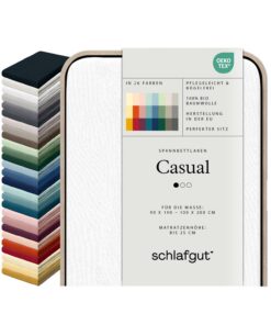 Schlafgut Casual Spannbettlaken 100% Biobaumwolle - Full-White, Matratzenhöhe bis 25cm, Oeko-TEX Zertifiziert