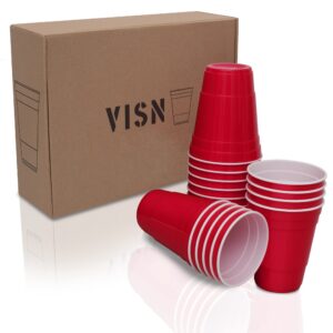 VISN Mehruse-Cups - Rot aus Hartplastik | Spülmaschinengeeignet | Nachhaltige & Wiederverwendbare Becher | 22 Stück | 47