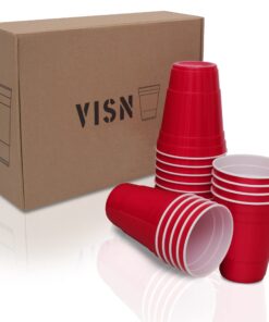 VISN Mehruse-Cups - Rot aus Hartplastik | Spülmaschinengeeignet | Nachhaltige & Wiederverwendbare Becher | 22 Stück | 47