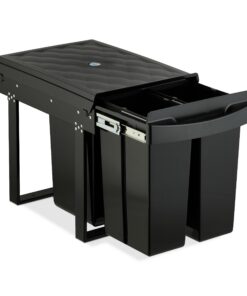 Relaxdays Einbaumülleimer - 20l Kapazität, ausziehbar, schwarz - HBT 41,3 x 34 x 51,8 cm