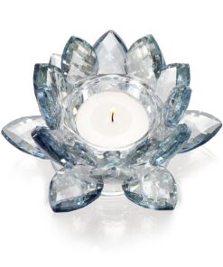 SUMTree blauer Kristall-Lotusblüten-Kerzenhalter für Votivkerze oder Säule mit 4 cm Durchmesser