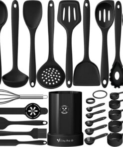 Silikon Küchenhelfer Set - 25 Stück Kochutensilien, Hitzebeständiger Kochbesteck Gesund & Antihaft, Spülmaschinengeeigne