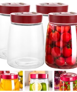 4er Set 1.4L Fermentiergläser mit Entlüftungsventil für Kimchi Kefir Sauerkraut