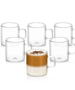 Wilmax | Teegläser & Kaffeegläser mit Henkel für Heiß- und Kaltgetränke | Gläser in 200 ml | 6er-Set | Spülmaschinenfest
