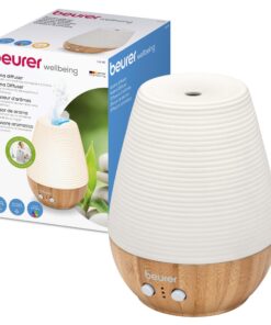 Deuterischer Aroma Diffuser Beurer LA 40, Ultraschall-Zerstäubung, Wellnesslicht mit Farbwechsel, Holz und Porzellan, b