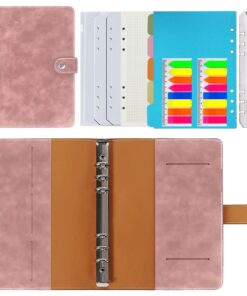 Ringbuch A5 Nachfüllbar + Echtleder Innentaschen für Reisearbeit und Organizer (Rosa 23x17cm) Nachfüllbares Notizbuch