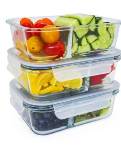 3er-Set Meal Prep Box inkl. Deckel | Luftdicht und BPA-frei | Geregeltes Glas für mikrowellenfestesessen | Eignet sich f