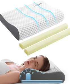 NOFFA Erreichbare Härte Memory Foam Kopfkissen für Rückenschläfer - Hochwertige Nackenstützkissen, Einstellbare Höhe und
