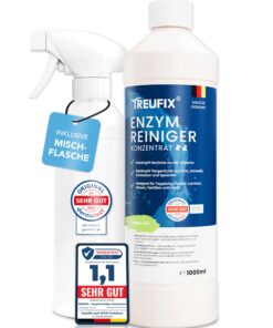 Treufix Starkwirkender Geruchsentferner Konzentrat 1L – Hochwirksamer Katzen- & Hundeurin-Reiniger für Sofa & Teppich –