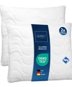 LILENO HOME 80x80 Bettkissen 2er Set - perfekt für Bettdecke 135x200 cm - Kochfest bis 95°C & antibakteriell - Allergike