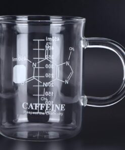 Borosilikatbecherbecher Für Chemieliebhaber Mit Koffein-Moleküldiagramm 450 Ml Lustiger Abgestufter Kaffeetasse