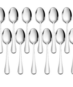 Herogo Silber Edelstahl Suppenlöffel, 12 Stück Löffel Set für Haus & Restaurant, Spiegelfinish & Spülmaschinenfest