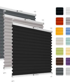 Thermo Plisseerollo Schwarz 65x80cm für Fenster & Türen - Sichtschutz ohne Bohren zum Kleben auf den Rahmen - Faltrollo