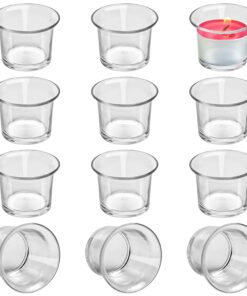 Belle Vous Votivkerzenhalter (12 STK) – Transparente Glas Teelichthalter 4,5 x 4,5 cm für Hochzeit & Party