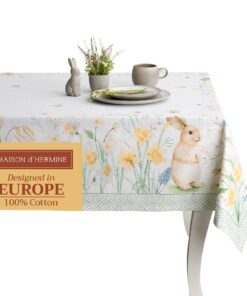 Maison d' Hermine rechteckige Baumwoll-Tischdecke für Esszimmer – ideal für Partys und Hochzeiten (Ostertau 140 x OEKO-T
