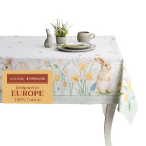 Maison d' Hermine rechteckige Baumwoll-Tischdecke für Esszimmer – ideal für Partys und Hochzeiten (Ostertau 140 x OEKO-T