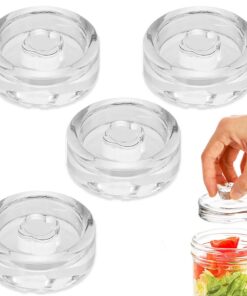 4er Set Glas Fermentiergewichte Ø 7cm für breite Einmachgläser - Transparent Gärgewichte Fermentation Gurken