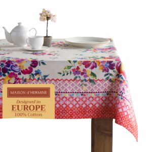 Maison d' Hermine Rose Garten Oeko-Tex Standard 100 Baumwoll Tischdecke - Ideal für Familien im Hausользование