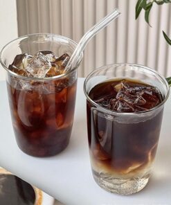 Vintage-Trinkgläser für Kaffee und Bier, Eiskaffeetassen, Kaffeetassen für Latte und Cappuccino, 460 ml, 2 Stück, CF-03