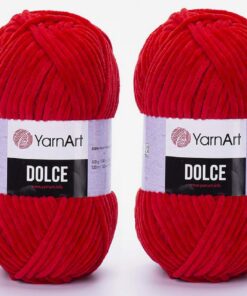 YarnArt Dolce-Garn 100 % Mikro-Polyester Baby-Chenille-Garn 2 x 100 g 260 Meter 6 Stück super sperrig: 748 Rot