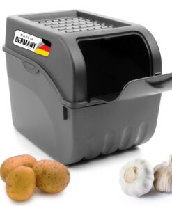 Novaliv Kartoffel Aufbewahrungsbox groß 9L ANTHRAZIT GRAU Zwiebelbox Gemüsebox stapelbar Frischhaltedose