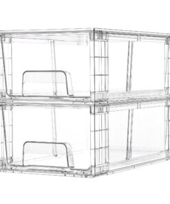 Vtopmart Transparenter Acryl Stapelbarer Schubladen-Organizer mit Griffen für Kühlschrank Küche Bad - Einfache Montage