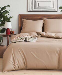 MR&HM Bettwäsche 200x220 Beige - Mikrofaser Bettbezug mit Kissenbezügen - Komfortabel für Alle Jahreszeiten