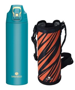 SANTECO Trinkflasche mit Leckage-Sicherheitssperre, Thermosflasche Edelstahl 1l BPA-Frei für Outdoor Aktivitäten, isolie