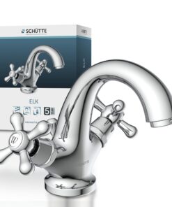 Elk Klassik 2 Griff Waschtischarmatur Chrom + Waschbecken Design + Familienrichtung + Baderaum + Easy Reinigung + 110x70