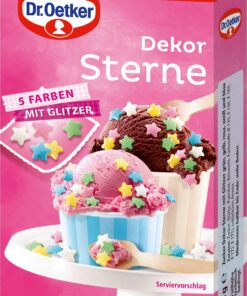 Zuckerdekor STERNEN DEKOR (5 Farben / 60 g) MIT GLITZER FÜR Kuchen-deko BEGEHRTE KREME DEKORIERUNGEN