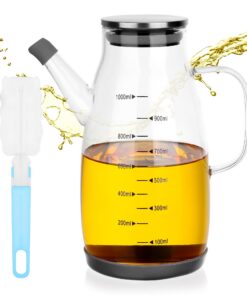 Ölflasche 1L Borosilikatglas Leckdichte mit Messskala für Küche BBQ Tisch Camping