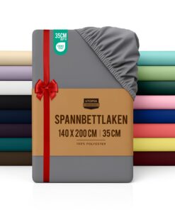 Utopia Bedding - Spannbettlaken 140x200cm - Grau - Oeko-Tex Zertifiziert Ökotextilien für sensibles Gebürstetes Polyeste