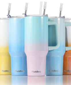 40oz doppelseitig isolierter Edelstahl Tumbler mit Griff und Strohhalm | 100% auslaufsicher für Auto-Becherhalter und Re