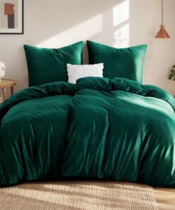 Winter Plüsch Bettwäsche Dunkelgrün - Flauschige Warme Teddy Fleece Samt Cashmere Touch 135x200 4teilig