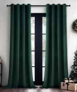 Topfinel Green Velvet Curtains, Blickdichte Vorhänge 2er Set 140x225cm für Schlafzimmer Wohnzimmer, Weiche Samtvorhänge