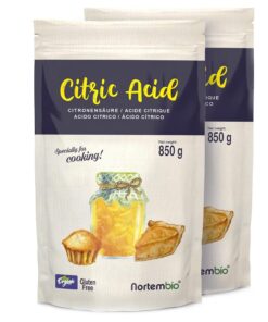 Nortembio Zitronensäure Anhydrat Pulver für Backen und Getränke - Premium-Qualität, 2 x 850 g,Gratis eBook inklusive