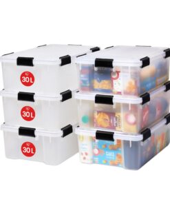 Iris Ohyama luftdichte Kunststoff-Aufbewahrungsboxen AT-LS, 30L, 6er-Set, BPA-frei, hermetischer Verschluss, staubschutz