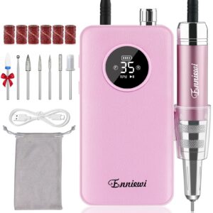 Enniewi Nagelfräser 35000RPM + Wiederaufladbar + Professionell für Maniküre, geräuscharm, 48W Rosa