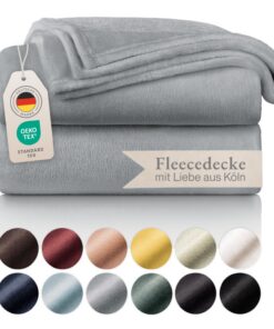 Blumtal flauschige Kuscheldecke - OEKO-TEX zertifiziert 150x200 cm - weiche Wohn- & Kuscheldecke - Flauschdecke Grau