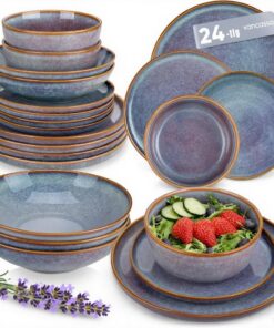 Vancasso PLAYA Geschirrset 6 Personen Reaktive Glasur Steingut Spülmaschinenfest Lavendelblau | Vancasso PLAYA 24tlg 6