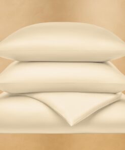Mako Bio-Baumwolle Satin Bettwäsche 135x200 Creme | Hotelqualität für die ganze Familie | Einfarbig, unbehaftet mit sich