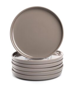 LEONARDO HOME Speiseteller ROMA 6er Set Ø 22 cm – Mikrowellen- & Spülmaschinengeeignet, stapelbar – taupe Keramik für 6