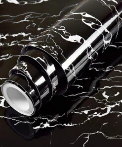 Hode Klebefolie Möbel Selbstklebende PVC Dekofolie Schwarz Weißer Glänzend Marmor 40cmX3m für Möbel Wände