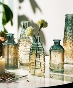 Bunte Glasvasen Set 5 Klein - Vintage Tischdeko für Küche Wohnzimmer Hochzeit Party