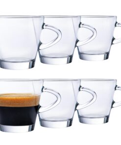 KONZEPT Glas Espressotassen Set für Liebhaber, 80 ml, 6er Packung, mit Henkel und Edelstahlnadel | KONZEPT Glaskugeln f
