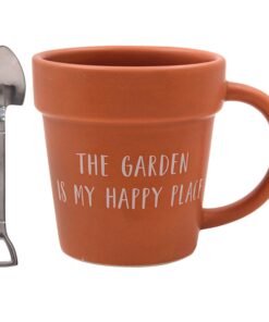 The Leonardo Collection My Happy Place Tasse und Löffel Grüne Finger - Porzellene Tee- und Kaffeetassen für Hausmeister