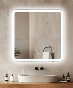 Venti LED Beleuchteter Badspiegel 60x60cm für Badezimmer mit Touchschalter | LED Beleuchteter Quadratischer Badezimmers