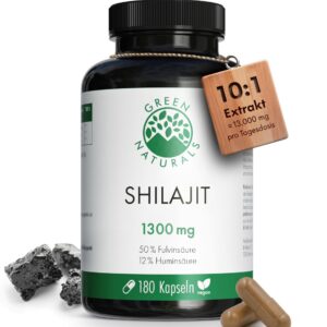 Original Shilajit Green Naturals® - 1|000 mg pro Tagesdosis - 3 Monate Vorrat (180 Kapseln) - Ohne Zusätze